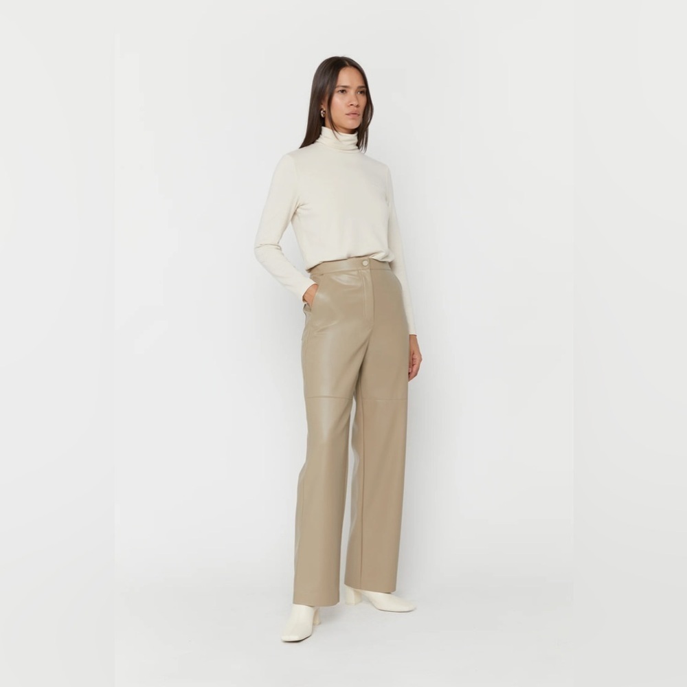 Oak + Fort Straight Leg Vegan Leather Pants